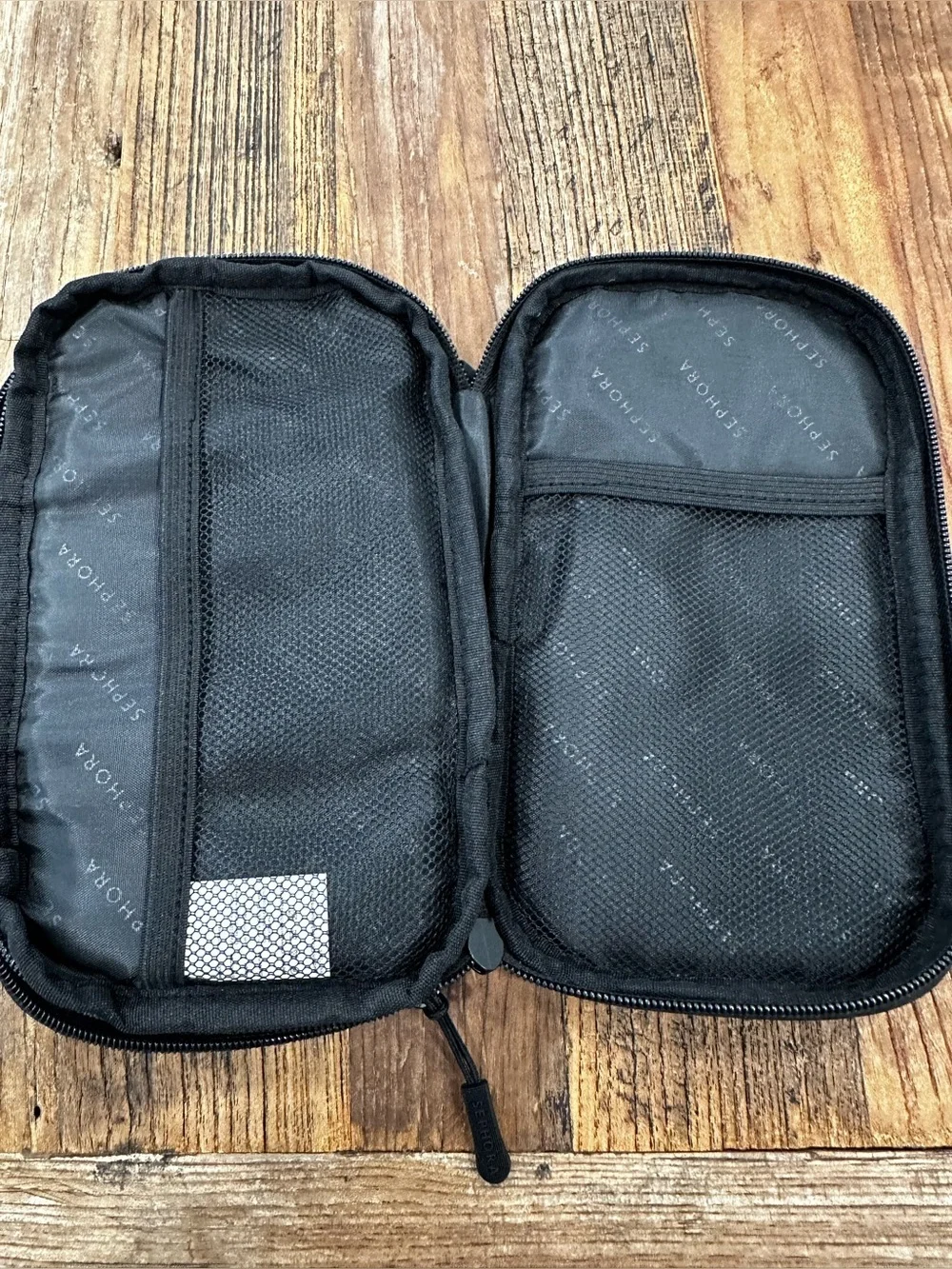 Sephora Black Cosmetic Travel Pouch with White Logo